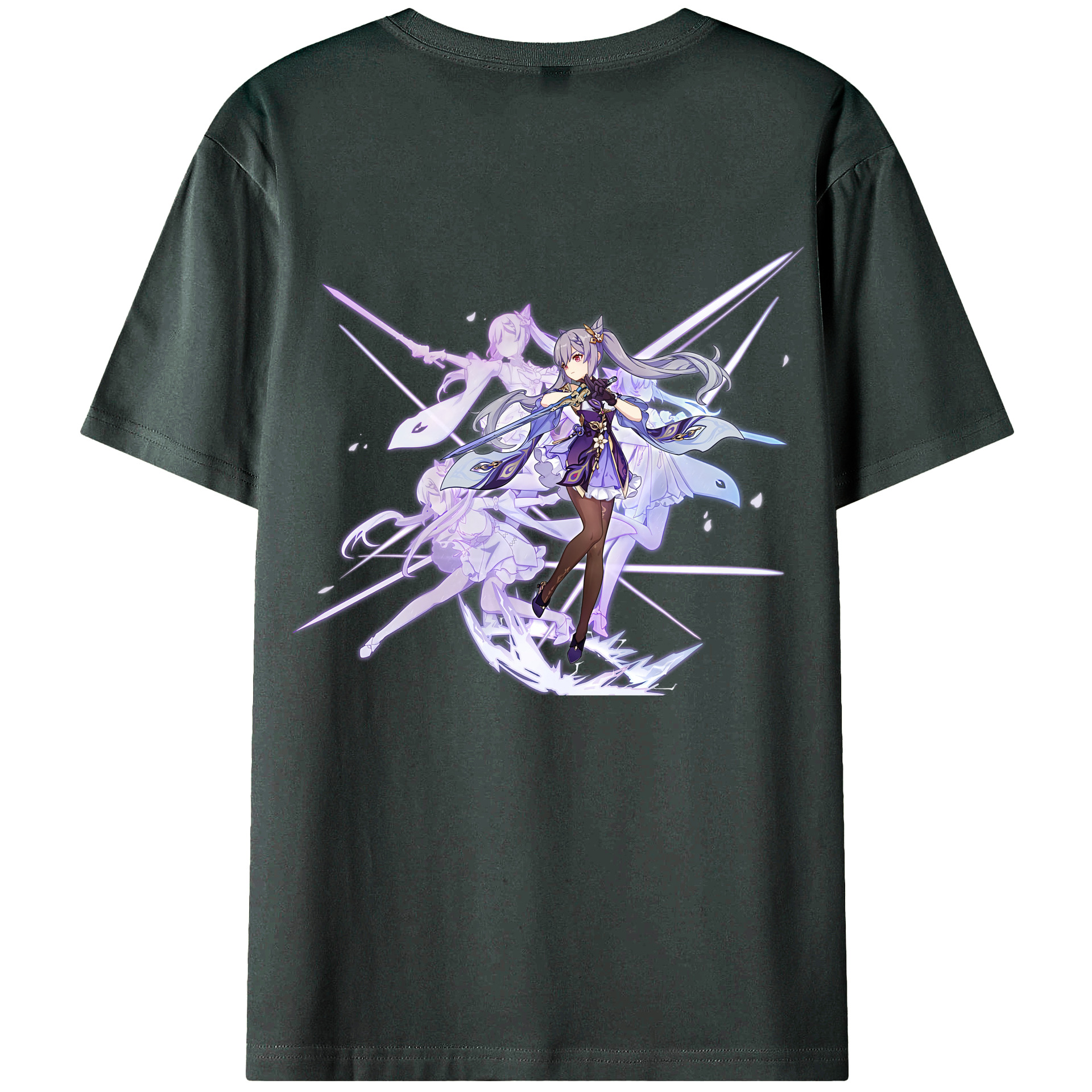 げんし神 刻晴 こくせい genshin Kokusei 綿100％ メンズ半袖Tシャツ（バックプリント） 通気性